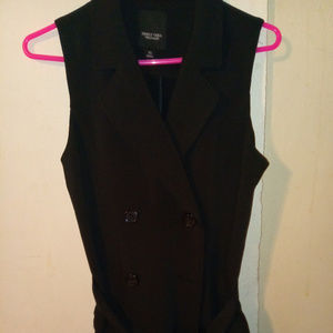 Vera Wang Black Trench Coat Vest Size XS